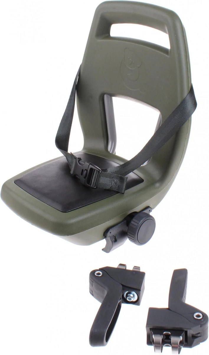 Qibbel 6+ Junior Fietsstoeltje Achter - Legergroen Met Zwart Kussentje - Afbeelding 2