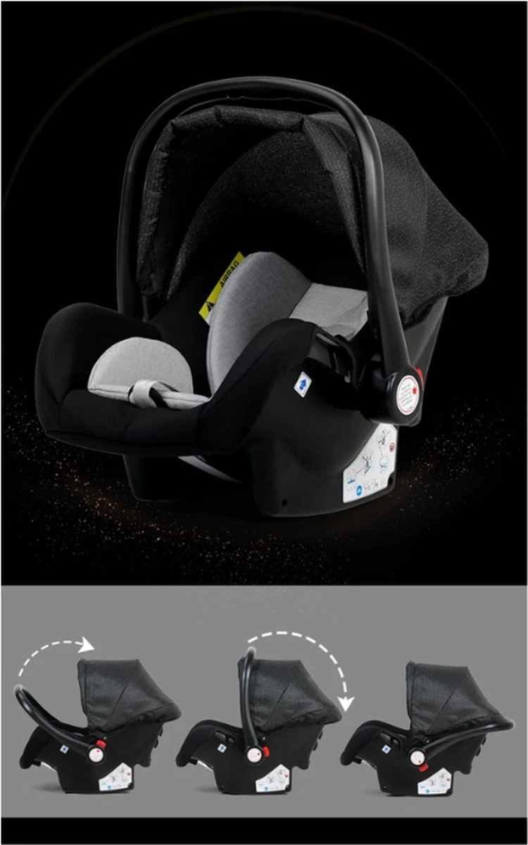 Merkloos 3 In 1 Kinderwagen - Buggy - Opklapbare Wandelwagen - Opvouwbaar - Kinderwagen 3 In 1 - Wandelwagen - Kinderwagens - Kinderwagen 3 In 1 Incl Autostoel - Wandelwagen Baby - Maxi-Cosi - Afbeelding 14