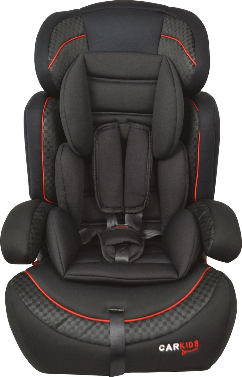 Carkids Verstelbaar Kinderautostoeltje Zwart En Rood | Kinderautostoel Groep 1-2-3 | Kinderen Van 9 Maanden-12 Jaar | 9-36 Kg