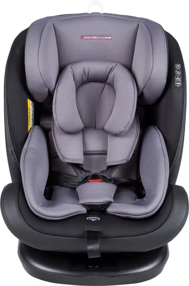 X Adventure Quickfix Meegroei Autostoel Groep 0/1/2/3 - 360 Graden Draaibaar - Grijs - Afbeelding 9