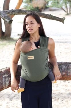 Rekbare Baby Draagdoek - Bam&Boe - Groen - Te Gebruiken Vanaf Geboorte - Van Super Zacht Bamboe