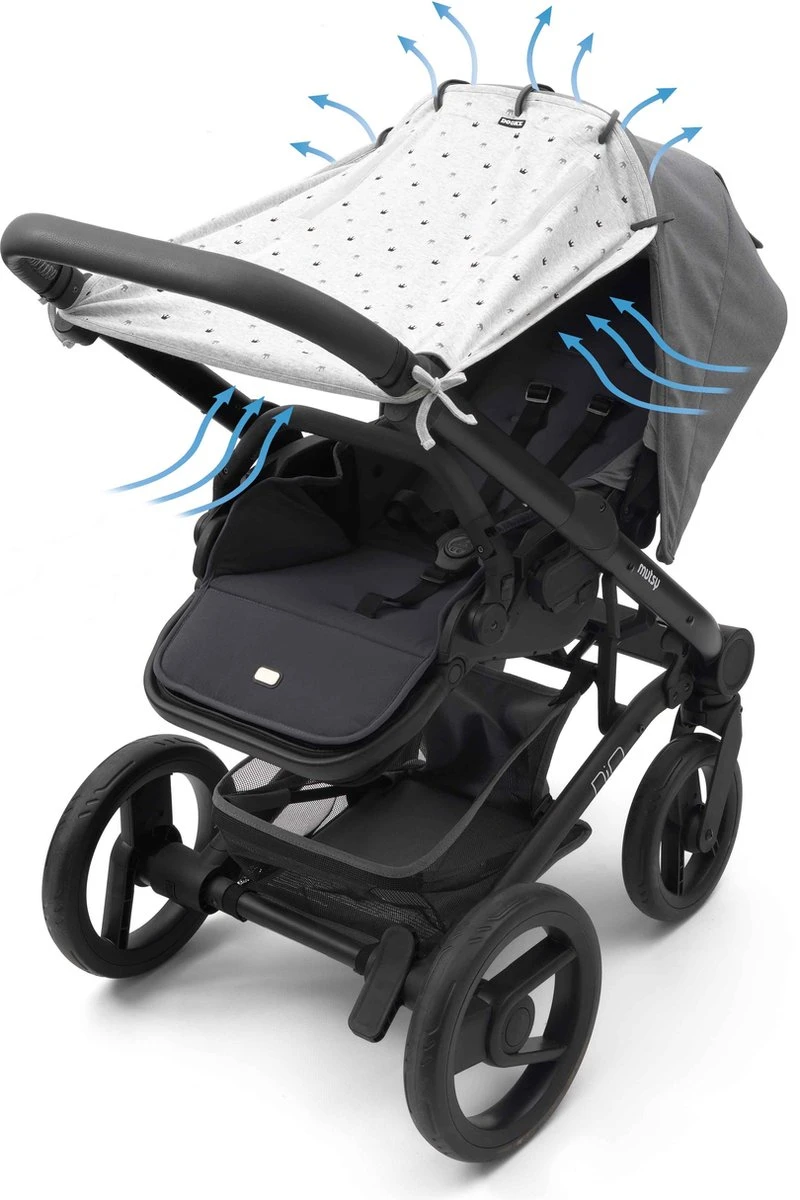 Dooky Universal Cover Zonnescherm Kinderwagen - Light Grey Crowns 4 Dooky Universal Cover Zonnescherm Kinderwagen - Light Grey Crowns - Afbeelding 2