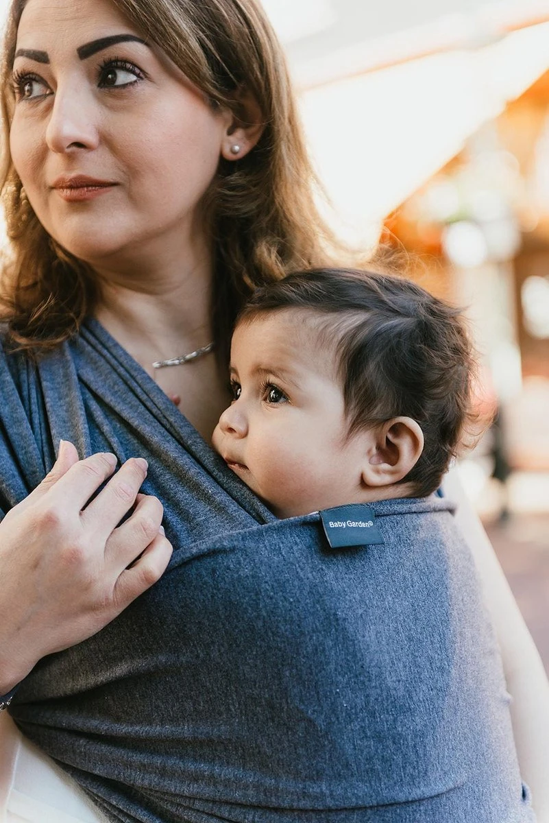 Baby Garden Draagdoek Grijs - Ergonomisch - Original - Inclusief Slabbetje - Afbeelding 6