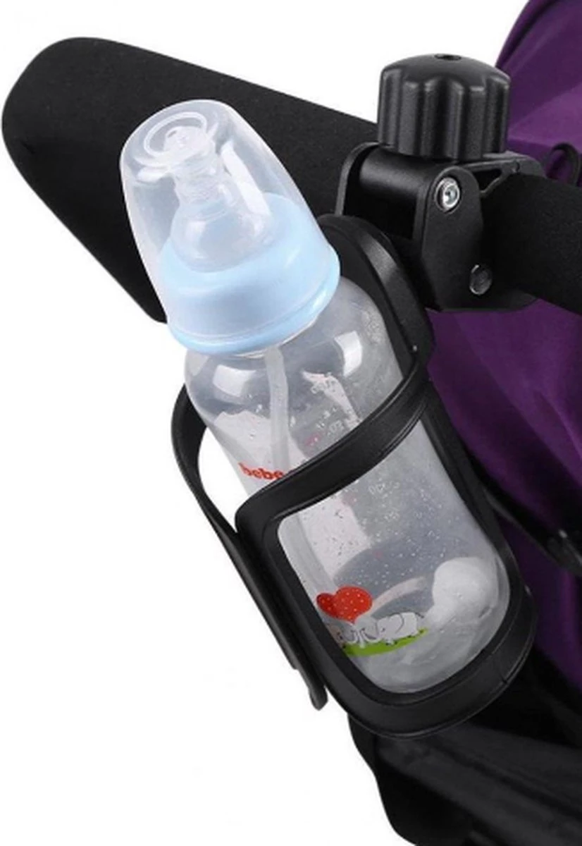 Merkloos Bekerhouder Kinderwagen -360 Graden Draaibaar - Flessenhouder - Fiets - Buggy - Step - Flessen En Beker Houder - Afbeelding 2
