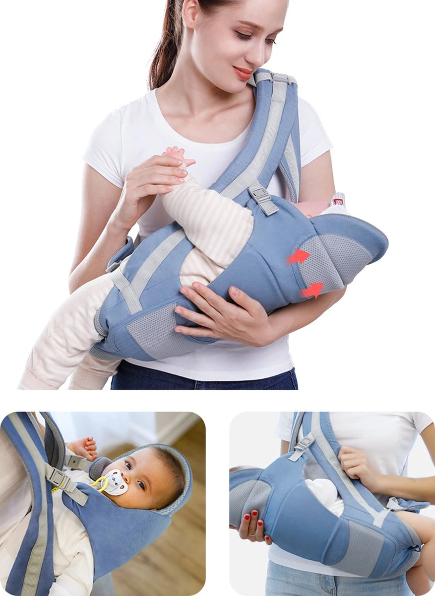 Merkloos Ergonomische Babydraagzak - 15 In 1 - Donkerblauw - 0 Tot 48 Maanden - Babydrager -Buikdrager En Rugdrager - Baby Draagzak - Ergonomisch - Heupdrager - Afbeelding 2