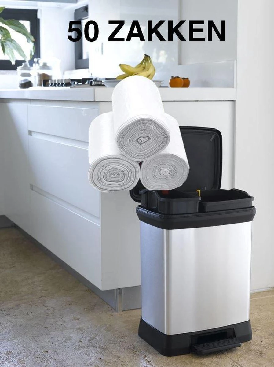 Merkloos Vuilniszakken 50 X 3 Liter | Klein, Doorzichtig Plastic | 27 X 30 Cm | Kleine Pedaalemmer Restafval Afval Zakjes