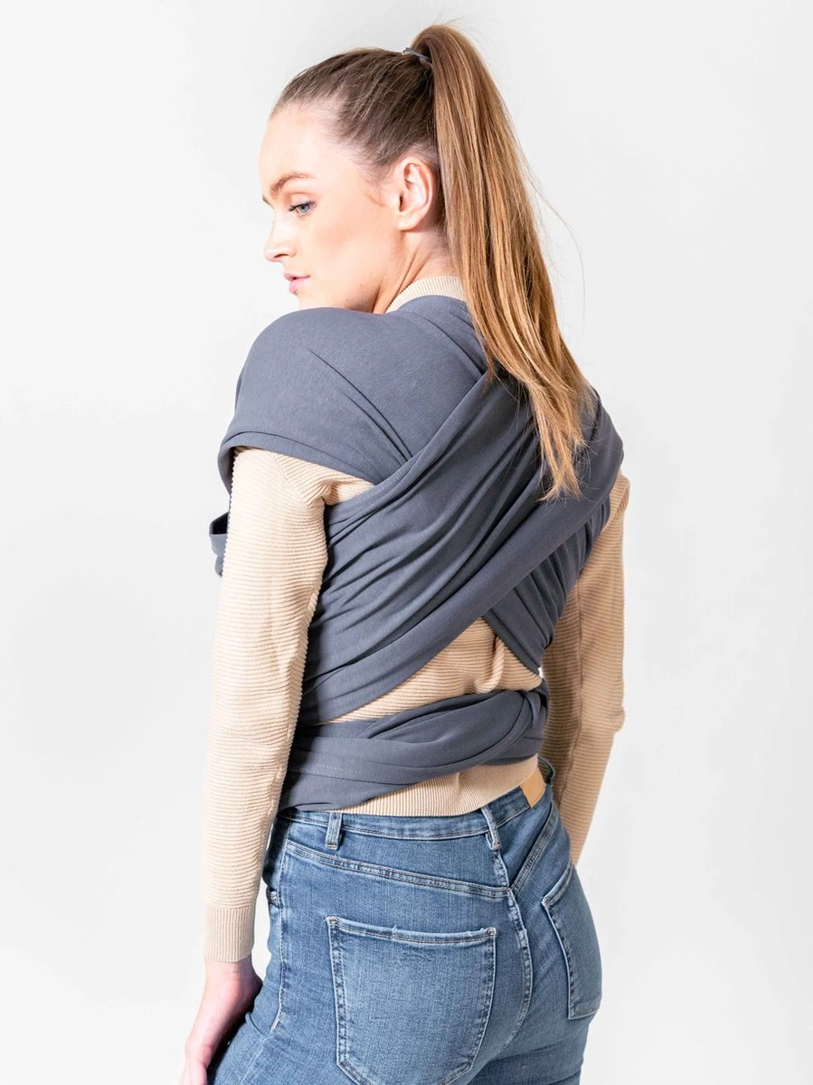 ByKay - Draagdoek - Rekbaar - DonkerGrijs - Antraciet - Maat L - Organic Katoen - Stretchy Wrap Deluxe - 3 Jaar - Buik - Heup - Afbeelding 6