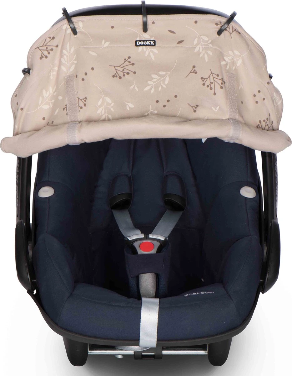 Dooky Universal Cover Zonnescherm Kinderwagen - Romantic Leaves Beige - Afbeelding 4