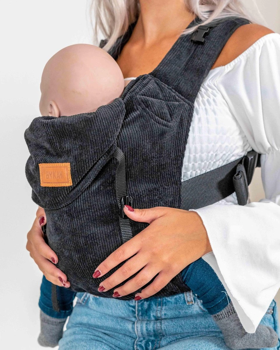 ByKay - Draagzak - Click Carrier Classic - Ribbed Velvet Smoky Black - Afbeelding 4