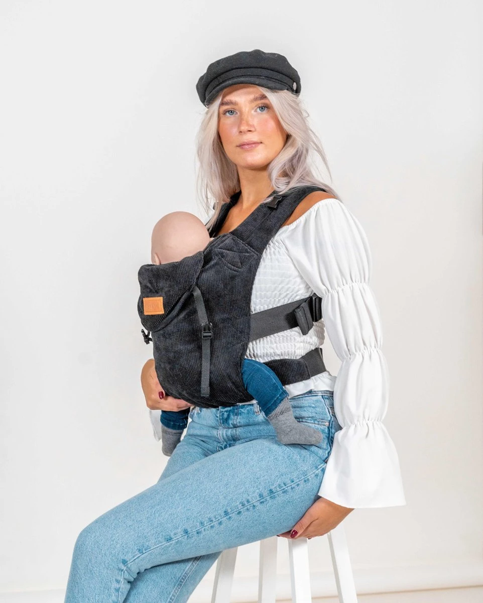 ByKay - Draagzak - Click Carrier Classic - Ribbed Velvet Smoky Black - Afbeelding 2